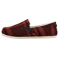 TOMS Womens Redondo Plaid Slip On Flats Casual - Black, Red