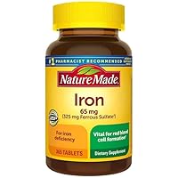 Nature Made Iron 65 mg (325 mg Ferrous Sulfate) 365 Tablets, 365 Day Supply,Dietary Supplement for Red Blood Cell Support