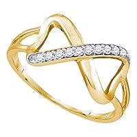 The Diamond Deal 10kt Yellow Gold Womens Round Diamond Infinity Ring 1/10 Cttw