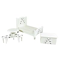 Dollhouse Cream Teddy Bear Bedroom Nursery Furniture Set with Childs Bed