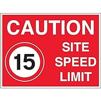 V Safety 15 MPH Site Speed Limit - 800 x 600 2mm Rigid Plastic Safety Sign