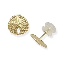 14k Yellow Gold Polished Sand Dollar Post Earrings Measures 10x10mm Wide Jewelry for Women