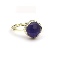 Handmade Adjustable Ring | Blue Tanzanite Cushion Shape Ring | Gold Plated Single Stone Gemstone Ring | Gift For Her Jewelry 1094 34F