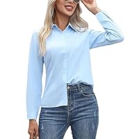 Women's Fashion Button Up Shirts Long Sleeve Office Tops Plus Size Business Shirts Large Size