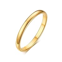 Men Women Stainless Steel Smooth Rings 4MM Width,Gold,High Palted