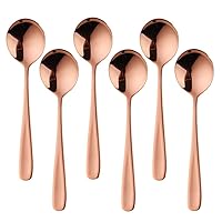 Buyer Star Bouillon Spoon Sets, 7-Inch Round Soup Spoons, Stainless Steel Finished Table Dinner Spoons