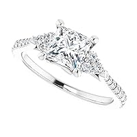 JEWELERYIUM Excellent Princess Cut 1 Carat, Moissanite Wedding Set, Wedding/Bridal Ring Set, Solitaire Halo, Proposal Ring, VVS1 Clarity, Jewelry Gift for Women/Her