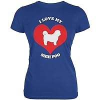 Animal World Valentines I Love My Shih Poo Royal Juniors Soft T-Shirt