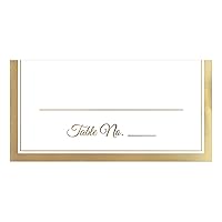 Elegant White Table Place Card with Gold Trim - 4'' x 4'' (50 Pieces) - Perfect for Table Decoration for Weddings, Parties, and Events