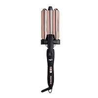 1” Rose Gold Wavy Baby Triple Waver - 3 Barrel Beach Waver with LCD Temperature Display - Heats Up Quickly - Easy to Use - Professional Hair Crimper - No Damage to Hair - Hair Curler for Women
