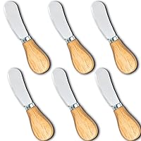 Little Cheese Spreader Knives, Wooden Handle, 5 inch, Stainless Steel Cocktail Knives Spreaders for Condimets, Cheese, Butter, Charcuterie Board Accessories