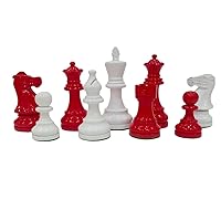 3.75 inches- Painted chess pieces- Red / White - Only chess pieces