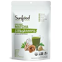 Sunfood Matcha & Mushrooms | Organic Matcha Latte - All Natural Superfoods + Adaptogens | For Metabolism and Energy | Healthy Coffee Substitute | Organic, Non-GMO, Vegan, Gluten-Free | 5.82 oz Bag