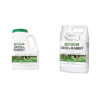 Liquid Fence Deer & Rabbit Repellent Granular, White, 5LB and 128 Oz Animal Repellent Bundle