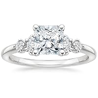 JEWELERYIUM 1 CT Radiant Cut Colorless Moissanite Engagement Ring, Wedding/Bridal Ring Set, Halo Style, Solid Sterling Silver Antique Anniversary Bride Jewelry, for Her