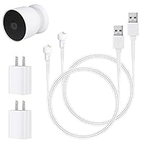 2 Pack 10ft/3m Power Cable Compatible with Google Nest Cam Outdoor or Indoor, Battery - Weatherproof Outdoor Power Cord with USB Power Adapter for Nest Camera (Battery) - White