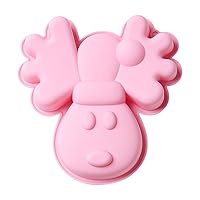 8 Inches Elk Cake Pan - Non-stick Silicone Baking Mold for Birthday Cake, Cheesecake, Chocolate Cake, Brownie Cake, Pizza, Tart, Pie, Loaf (Pink)
