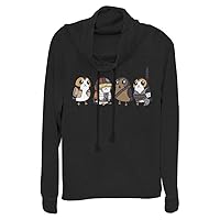 STAR WARS Episode Ix Porgs as Characters Women's Long Sleeve Cowl Neck Pullover