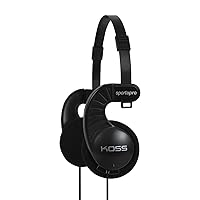 Koss SportaPro On-Ear Stereo Headphones, 3.5mm Plug, Lightweight, Unique Folding Design, Black