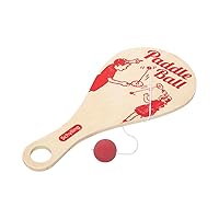 Brand Classic Paddle Ball Game - Retro Wooden Ping Pong Fidget Toy - Ages 4 and Up, Tan