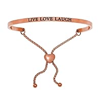 Intuitions Stainless Steel Pink Finish live Love Laugh Adjustable Friendship Bracelet