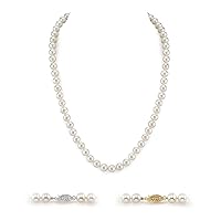 The Pearl Source 14K Gold 5.0-5.5mm AAAA Quality White Freshwater Cultured Pearl Necklace for Women in 20