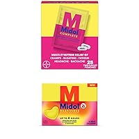 Midol Complete Caplets with Acetaminophen for Menstrual Symptom Relief On The Go Pouches - 50 Count (25 Pouches of 2 Caplets) Heat Vibes Menstrual Pain Relief Patch, 6 Count