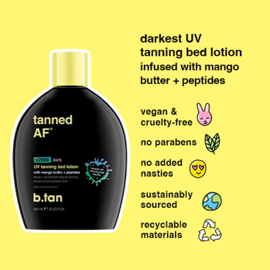 b.tan UV Tanning Bed Lotion | Darkest Tanning Lotion - Indoor Outdoor Tan Accelerator, Best Browning Lotion, 12 Fl Oz