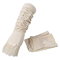 Aowufan Cotton Long Sleeve Gloves Half-finger Gloves Arm Sleeve UV Protection Gloves Women Sunscreen