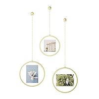 Umbra, Chrome Fotochain, 4x4 and 4x6 Picture Frame and Wall Decor Set for Photos, Brass