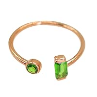 Green Chrome Diopside Partywear Collection Awesome 925 Sterling Silver Gold Plated Genuine Ring
