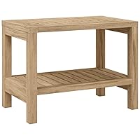vidaXL Bathroom Side Table - Solid Teak Wood Construction, Rustic Finish, Shower Storage Shelf, 23.6