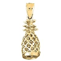 Silver 3D Pineapple Pendant | 14K Yellow Gold-plated 925 Silver 3D Pineapple Pendant