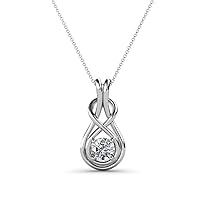 Round Lab Grown Diamond 1/4 ct Womens Solitaire Infinity Love Knot Pendant Necklace 16 Inches 925 Sterling Silver Chain
