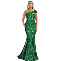 Mermaid Sequin Prom Dress One Shoulder Sexy Bodycon Glitter Long Formal Evening Gowns Cocktail Party Dresses