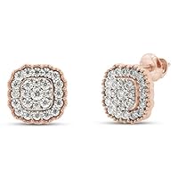 2.00 Round Cut Diamond Women's Cluster Stud Earring 14K Rose Gold Over 925 Sterling Silver