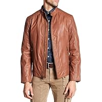 Cole Haan Men's Washed Leather Moto Jacket
