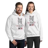 Grumpy Cat says MEOW Graphic Hoodie White and Grey Hooded Sweatshirt - Ideal for Couples