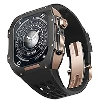 OTGKF Luxury Watch Band for Apple Watch 6/5/SE/4 Series Titanium Case + Fluororubber Luxury Watch Strap for iWatch 44mm Retrofit Kit Watch Band and Case