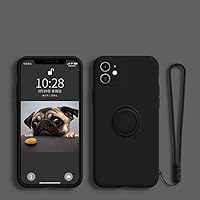 Soft Silicone Holder Phone Case for iPhone 14 13 12 Mini 11 Pro XS Max XR X 8 7 Plus SE Stand Finger Ring Bracket Cover,Black,for iPhone 7 8