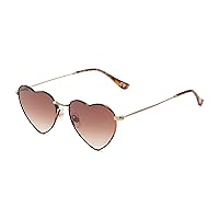 Foster Grant Sun Luv Only Love Here Heart Sunglasses, Gold, 54mm