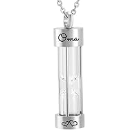 Silver Hourglass Glass Urn Necklace for Ashes Cremation Pendant Memorial Jewelry dad mom