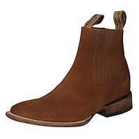 El Presidente Mens Cognac Chelsea Ankle Boots Nubuck Leather Cowboy Western Pull On