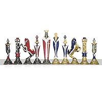 Renaissance Hand-Painted Metal Chess Pieces (5.5-inch King)