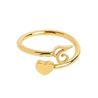 To My Granddaughter Dainty Initial Heart Ring 26 Letter Heart Ring Simple Fashion Jewelry Popular Accessories