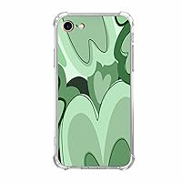 Green Swirl Case for iPhone 7/8/SE,Aesthetic Abstract Heart Pattern Case, Soft TPU Full Cover Case for iPhone 7/8/SE