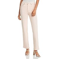 Womens High Rise Solid Straight Leg Jeans