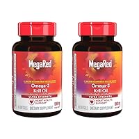 MegaRed Omega-3 Krill Oil Supplement 1000mg - Ultra Strength Softgels (60 Count in A Box), Has No Fishy Aftertaste, Has EPA and DHA, Antioxidant, Astaxanthin- 2 Pack
