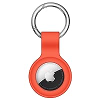 Linsaner Compatible with AirTag Case Keychain Air Tag Holder Silicone AirTags Key Ring Cases Tags Chain Apple AirTag GPS Item Finders Accessories, Orange