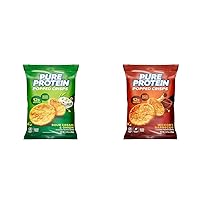 Pure Protein Popped Crisps Bundle with Sour Cream & Onion and Hickory Barbecue Flavors, High Protein Snack, 12G Protein, 1.27oz, 12 Count